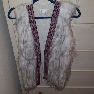 EUC Women's White Faux Fur Vest